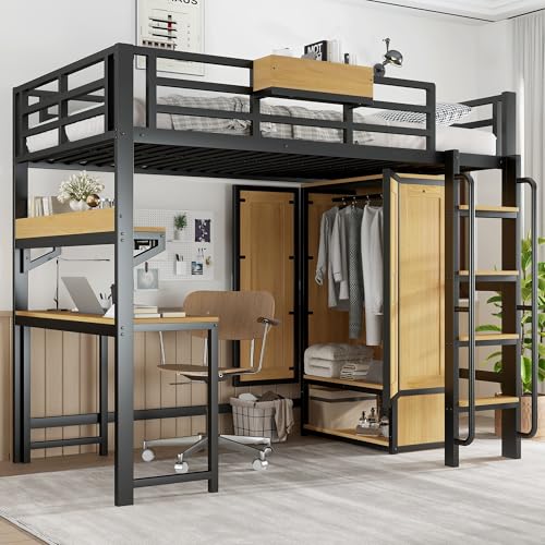 Cama alta infantil para dormitorios pequeños con escritorio 5