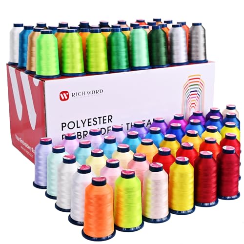 Richword Embroidery Machine Thread 100 Colors 40WT (108D/2) Polyester Thread Kit Each Spool 4000M (4374Y) Suitable for Embroidery Machines and Sewing Machines
