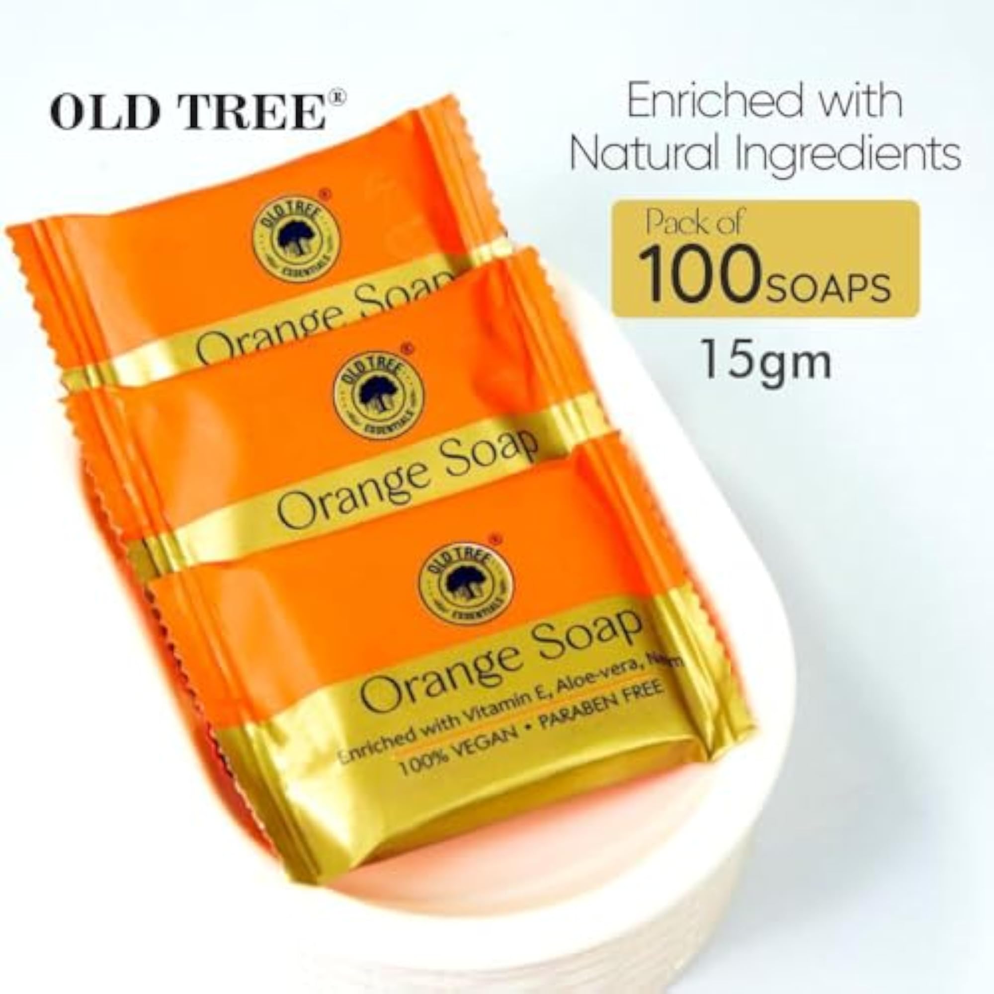 Hotel Soap 15gm Pack of 100, Natural Orange Glycerine