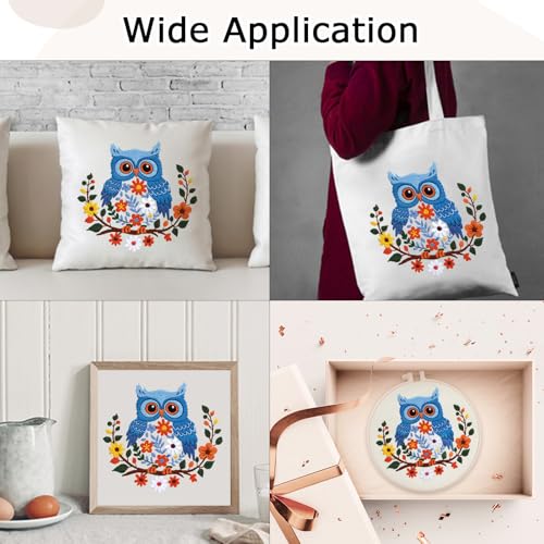 Image of Louise Maelys Owl Embroidery Kit for Beginners Cross Stitch Kit for Adults | Animal Stamped Fabric, Hoop, Threads, Needles And Instructions For Adults DIY Craft,Cross Stitch Kit for Adults
