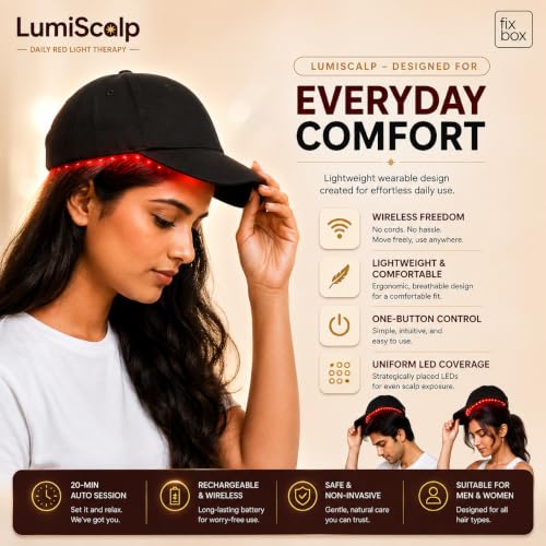 Image of LumiScalp Red Light Therapy Cap for Hair Growth | Stop Hair Fall & Reactivate Dormant Follicles| Wireless & Discreet| Auto Session, No Side Effects & Drug-Free| Laser Technology hair-root Regeneration and Scalp Health
