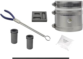 Mini Propane Tabletop PRO Kiln Furnace Kit Smelting Gold Silver Copper Metal Scrap with Tongs Mold and Flux
