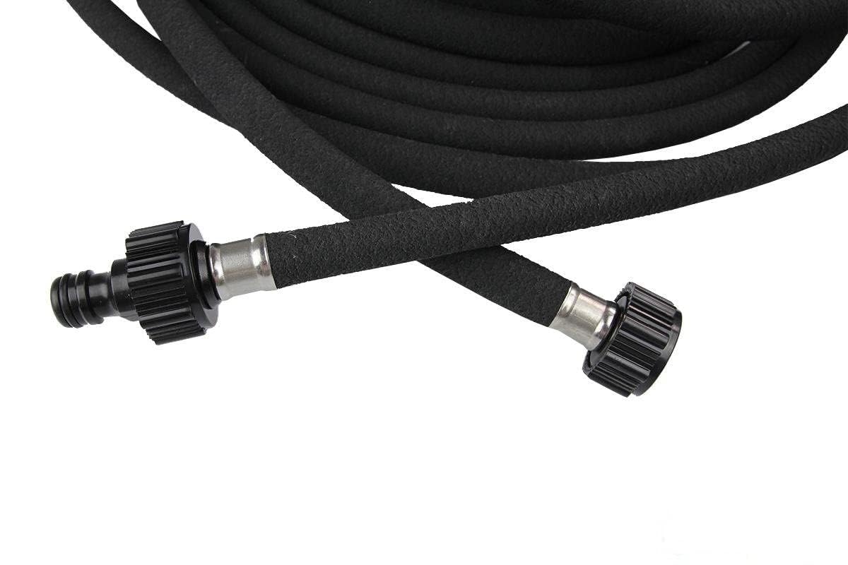 BirnePower Perlschlauch AQUA-DROP 100m, 1/2 Zoll Tropfschlauch zur Bewässerung, Wassersparend bis zu 70%, UV-Beständig, Inkl. Druckminderer & Anschlüssen für Garten, Hecken & Beete, Schwarz