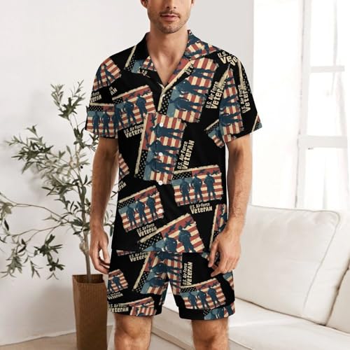 U.S Air-Force Army Mens Pajamas Set Short Sleeve Sleepwear Summer Pjs Sets 2 Piece Loungewear Nightwear2