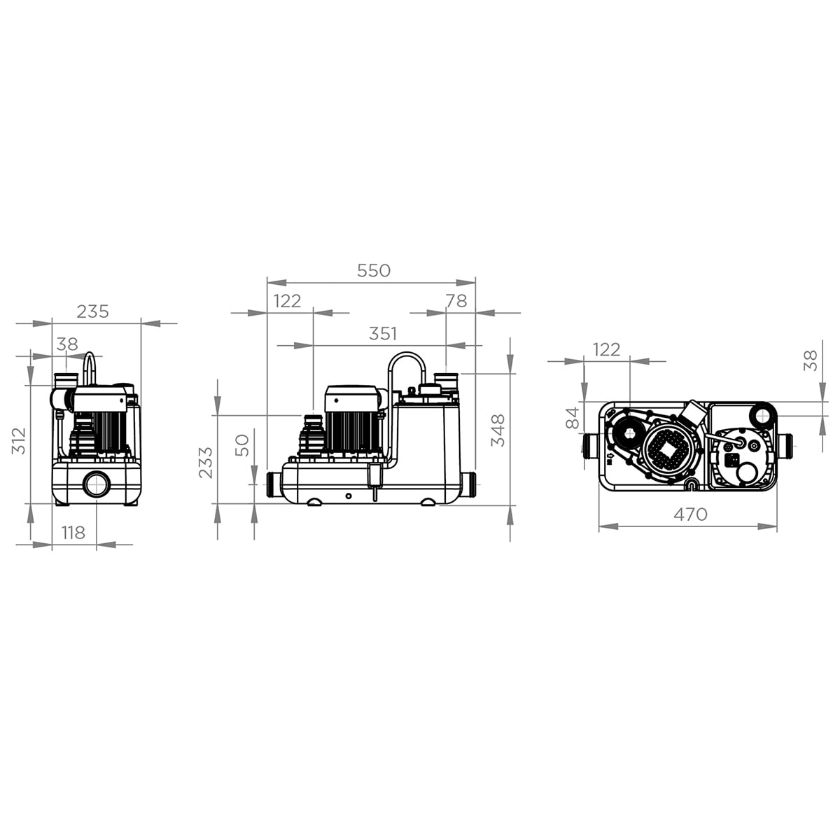 SFA - Sanicom 1 - Station Relevage Eaux Chaudes Jusqu'à 90 °C - Pompe Et Cuve - 2 Entrées Basses - Local Commercial - Installation Et Maintenance Faciles - 55 x 23,5 x 34,8 cm - 750W - Made In France