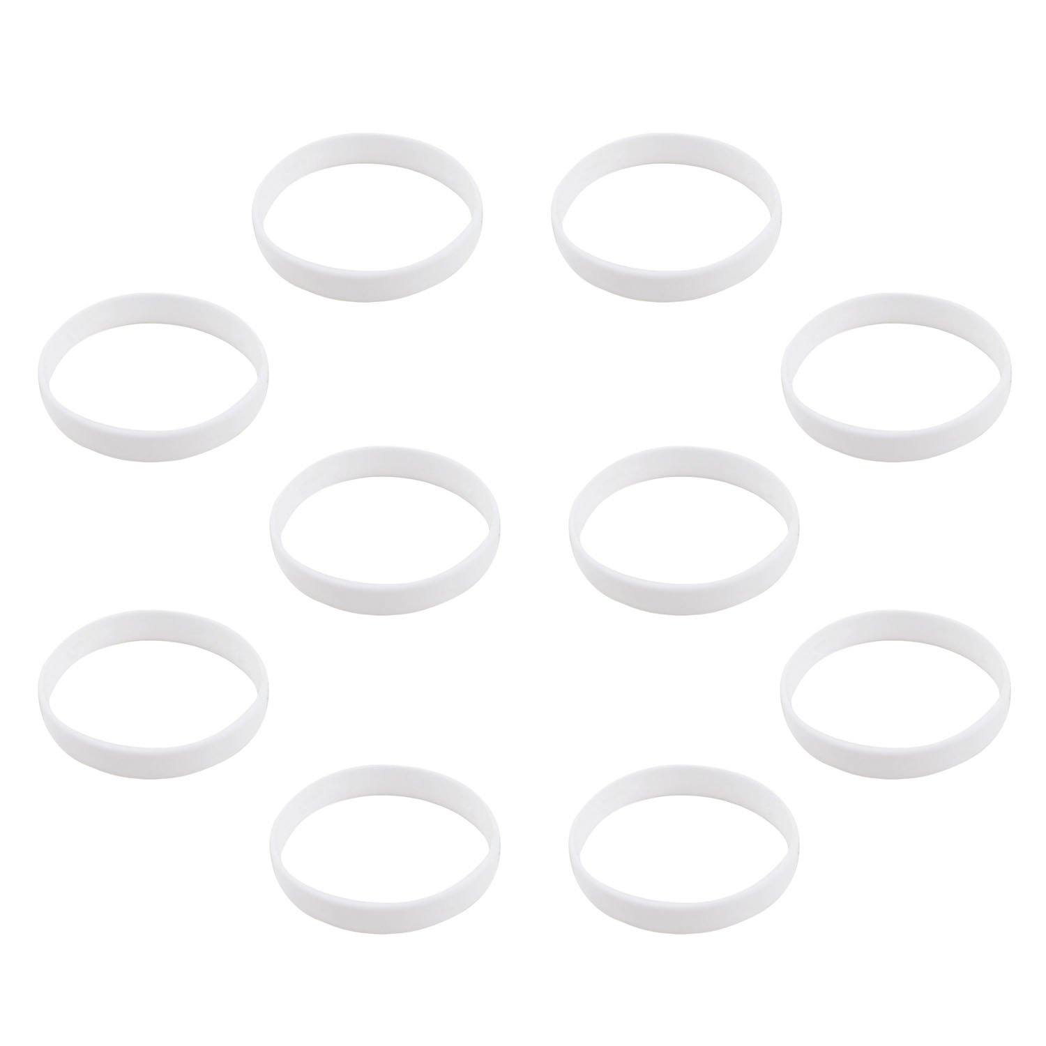 Hoerev Blank Silicone Charity Wristbands Bracelets Rubber Sport Cuff Wristband, 10pcs White