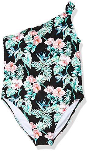 Tommy Bahama Girls' One-Piece Swimsuit Bathing Suit, Floral Black, 10