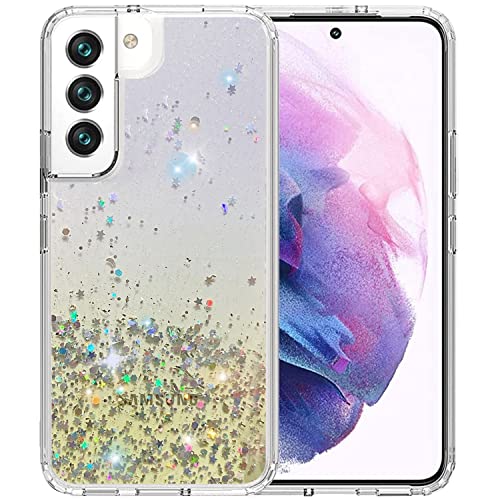 Laurraine Coque compatible avec Samsung S22 5G - Ultra fine brillante - Design pailleté - Support anneau rotatif à 360° pour Galaxy S22 5G Cover