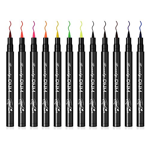 Mysense 12 Colors Matte Liquid Eyeliner Set,Colorful Not Blooming Eyeliner Pencil,Waterproof Long-lasting Smooth Eyeliner Pen