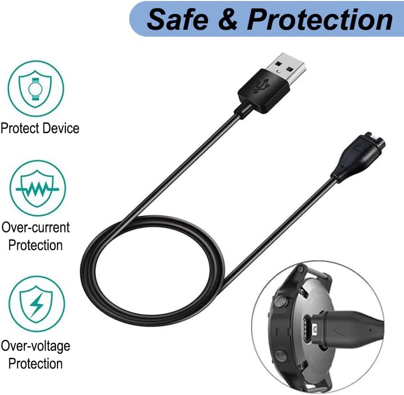 Charger for Garmin Vivoactive 6/5/4/4s/3, Replacement USB Charging Cable with Black Dust Plug for Garmin Watch (2Pack)
