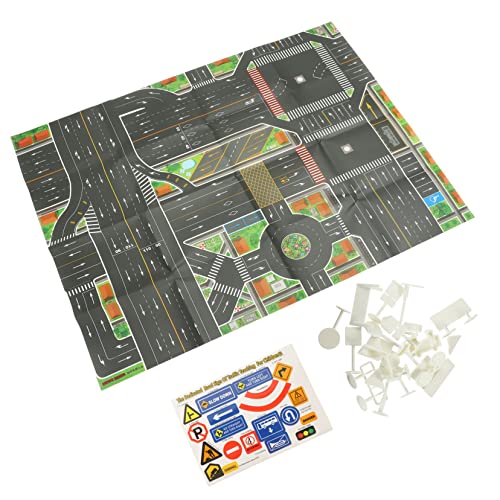 KESYOO 1Set Traffic Signs for Early Education Traffic Scene Models Kit for Classroom Learning and Imaginative Play Includes Traffic Signs and City Map
