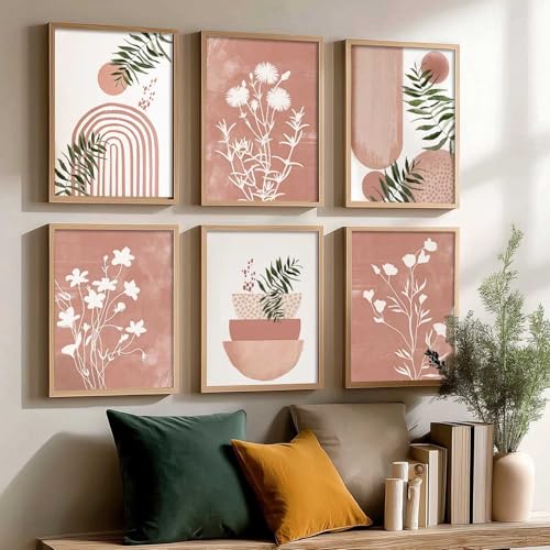 Image of kotart Painting Boho Wall Art Home Decoration Paintings With Frame For Living Room Bed Room Hotel Wall Decor Digital Reprint Set Of 6 (10X13 inch)