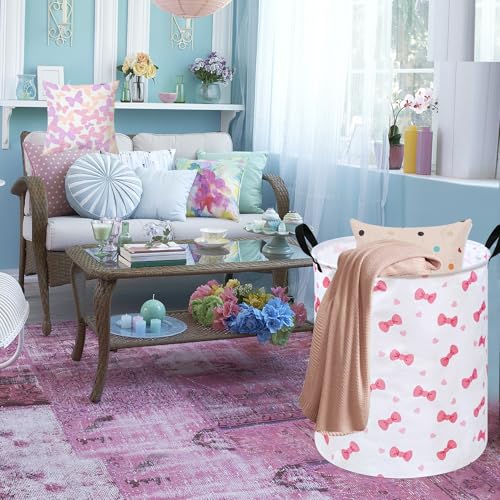 Image of 19.7 inch Round Kids Laundry Basket Gift Basket Storage Laundry Hamper Laundry Basket Baby Toys Nursery Bin with Handles,Storage Basket for Kids Room Bedroom Decor