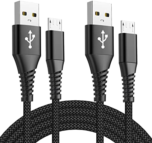 Micro USB Cable 2M 2Pack Android Charger Cable Nylon Braided Fast Charging Cable Micro USB Charger Lead for Samsung Galaxy S7 Edge S6 S5 J7 J6 J5 J3, PS4, Xbox, HTC, Sony, Tablets, Kindle Fire