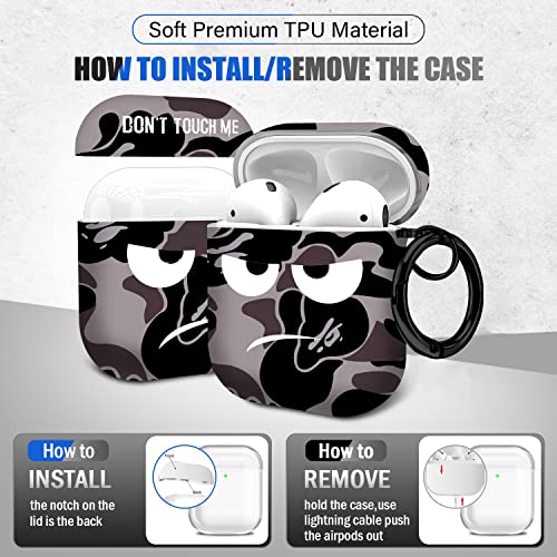 Image of for Airpods Case, Don't Touch Me for Airpods Cover with Keychain /Lanyard Soft Cute Shockproof Cover for Women Men Compatible with for Airpods 2 /1 Charging Case,Grey