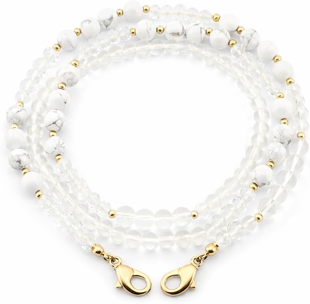 Gemstone Glasses Holder Cute Eyeglasses Chain for Women Around Neck Beaded Strap for Mask Sunglasses Eye Glasses