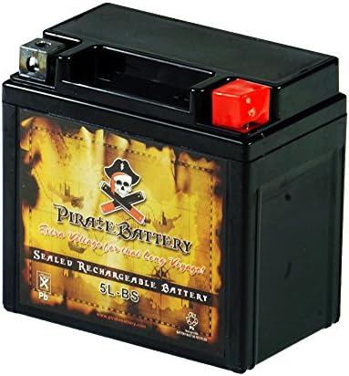 Pirate Battery YTX5L-BS Maintenance Free Replacement Battery for ATV, Motorcycle, and Scooter: 12 Volts.5 Amps, 4Ah, Nut and Bolt (T3) Terminal