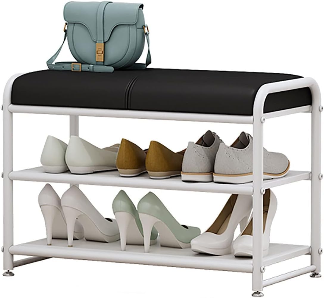 Tabouret à langer d'entrée avec étagère à chaussures en fer amovible