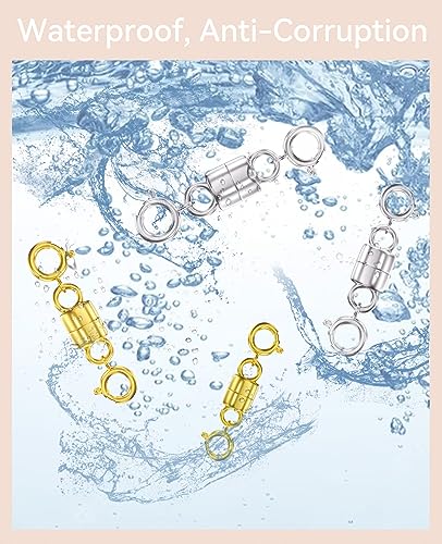 Clysoru Magnetic Necklace Clasps and Closures 14k Gold and Silver Two Spring Clasps Beads Chain Extender Necklaces Bracelet Safety Magnetic Locking Jewelry Clasp Converter