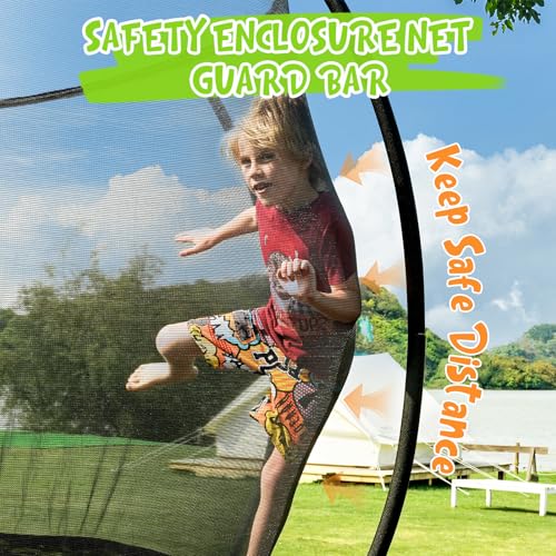 Gigu 10FT 12FT 14FT Recreational Trampolines with Enclosure Net and Ladder and Anti-Rust Coating, ASTM Approved Trampoline Outdoor for Kids and Adults Outdoor Yard Trampolines