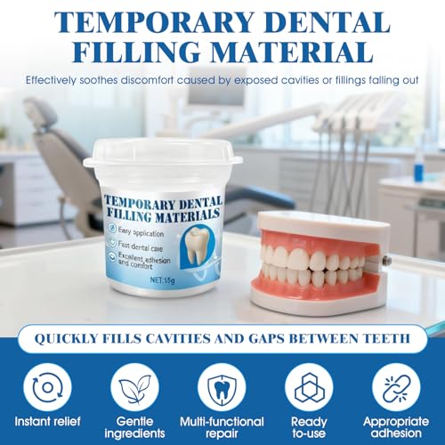Zahnfüllung, Provisorische Zahnfüllung, Zahnkleber für Kronen, Temporäres Zahnfüllmaterial zum Temporären Verschließen von Karies Während der Zahnärztlichen Behandlung, 15g