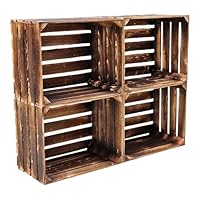 Teramico Houten kisten fruitkisten wijnkisten gevlamd donker 50 x 40 x