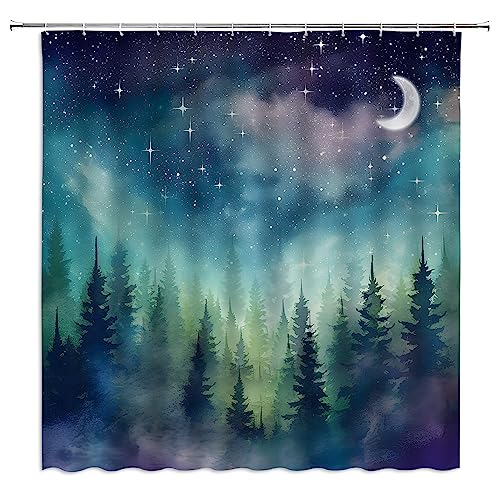 Forest Moon Shower Curtain with Hooks