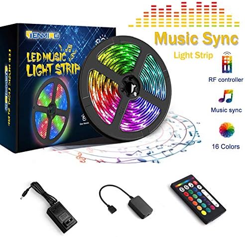 Tenmiro Led Strip Lights, 16.4FT 150leds SMD 5050 LED Rope Lights Sync to Music Color Changing, Matching use DC12V Power,Ideal for Living Room Bedroom Bar Party Holiday Lights
