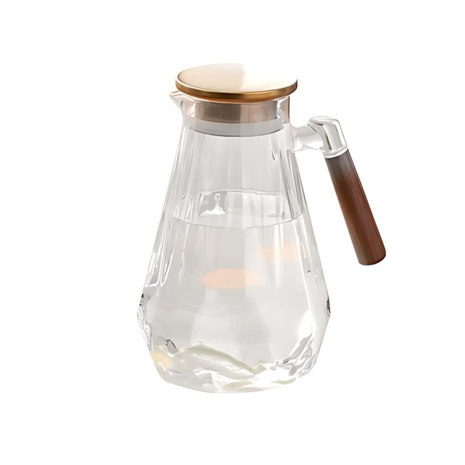 Jarra de Agua Jarra de Agua Diamante Transparente con Mango Nogal Jarra de Té Helado