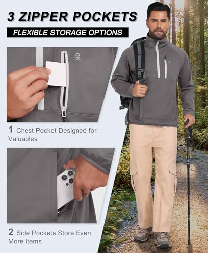 Little Donkey Andy Men's 1/4 Zip Pullover Golf Sweatshirts Waterproof Long Sleeve Athletic Shirts with 3 Pockets for MTB4