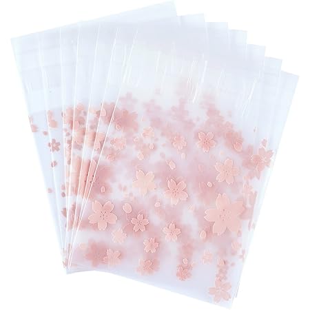 Amazon Co Jp Beadthoven 1袋入り 約95 100枚 10x6 9cm 桜の花 自己接着 透明opp袋 パッケージ お菓子 クッキー チョコレート 小分けラッピング バレンタイン ホワイトデー お祝いプレゼント 透明のセロファンの袋 文房具 オフィス用品