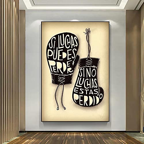 Décoration Murale Gants de Boxe - Toile Noir et Blanc Grand Format 70x90cm