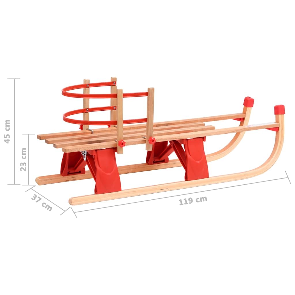 Klappschlitten Holz mit Rückenlehne robuste Metallkufen Zugseil faltbar leicht Kinder Erwachsene Winter Outdoor Berg Piste Rodel Spaß