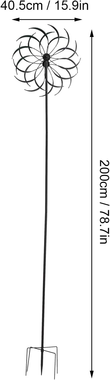 Luqeeg Garden Wind Spinner, Double Layer Metal Windmills Spinners, with Ground Stake Iron Material, for Yard Lawn Patio Decor Festival and Party Decoration