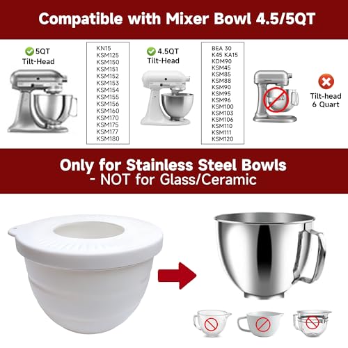 Housse de bol mélangeur en silicone KitchenAid 4,5-5L blanc lavable - 6