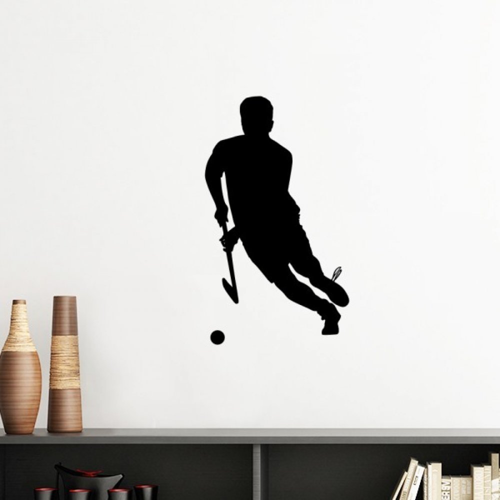 Sticker mural hockey amovible jaune clair de 30cm pour deco interieure