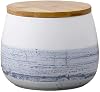 Food Storage Jar White Ceramic Food storage canister with Airtight Wooden Lid for serving Coffee, Tea, Sugar, Spice and More (1000ml)
