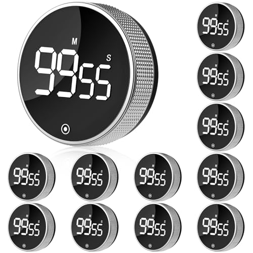 12 Pack Digital Kitchen Timer - Magnetic Kitchen Timer Visual timers Large LED Display Countup Timer 3 Volumes, 2 Brightness LevelsExtensively Use in Break Time, Cooking,Gym, Meeting, Classroom（Black） by VZZNN - Used condition - US$53.46