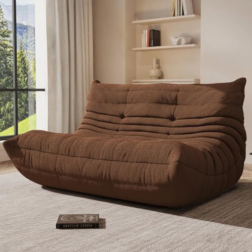 Image of Giant Bean Bag Chair for Adult, Cozy Boneless Fireside Accent Loveseat Chair,Memory Foam Floor Sofa, Comfy Lounge Couch for Bedroom Small Living Room Apartment Daily Relax(Coffee,Loveseat)