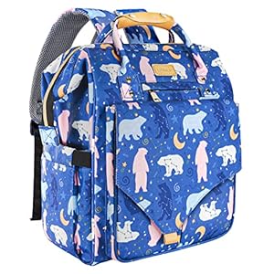 LitBear Diaper Bag Backpack, Upgraded Large Capacity Multifunction Nappy Bags, Waterproof Baby Bag Floral Insulated…