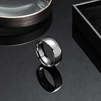 Vista 70 de King Will Alianza de boda de carburo de tungsteno para hombres y mujeres, anillos de promesa para parejas abovedados de alto pulido Plata-8 mm.