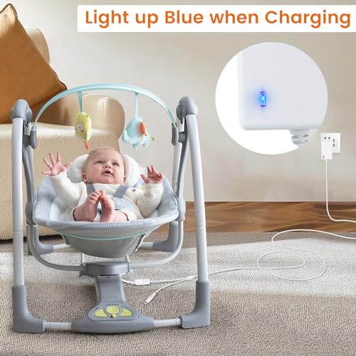 Baby Swing Power Cord for Ingenuity InLighten, Simple Comfort and Swing\'n Go Charger, 2-in-1 Charging Cable with USB A and DC Plug, Power Adapter