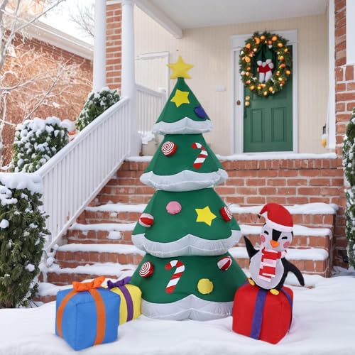 Sapin de Noël gonflable d'extérieur 1,8m avec LED intégrées pour jardin - 4