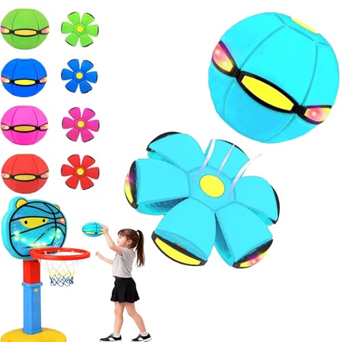 Hüpfball Kinder, 2026 Neuer Hüpfball Für Kinder, Magische Fliegende Untertasse,Dual-Form Frei Umschaltbar Mit 6 Lichtern Für Eltern-Kind-Spiele (#Hellblau)