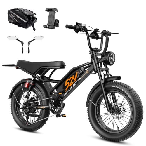 Image of Jasion YR20Pro Electric Bike,3000W Peak Motor,Max 90 Miles,5 Riding Modes | Up to 32MPH Ebike,50V 20AH Battery E Bike,Dual Suspension, 7-Speed Electric Bicycle,20 inchx4.0 inch Fat Tire E-Bike, Full Suspension