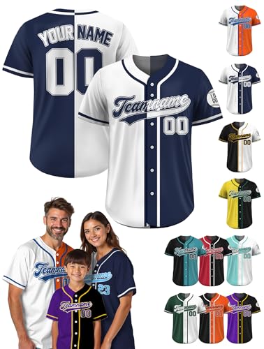 Camiseta personalizada de béisbol – nombre, número y logo personalizados, jersey con botones divisibles para hombres, mujeres, jóvenes y niños pequeños miniatura 1