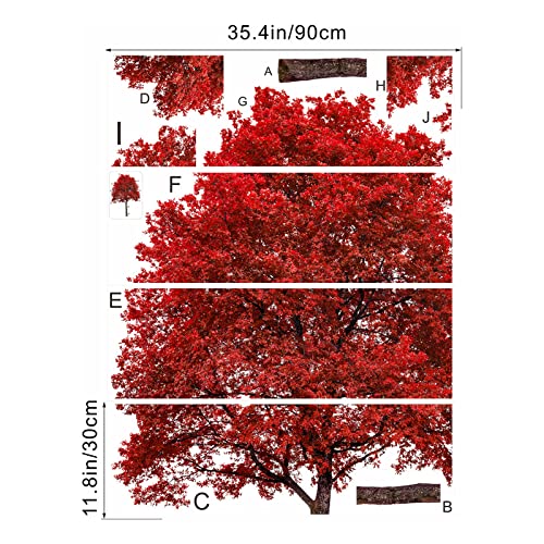 Pinkeleph® Large Red Oak Tree Wall Stickers - Nature Plant Tree Leaves Bedroom Living Room Wall Decals - Home Sofa Backdrop Tv Family Wall Decor (Xl, H: 60 Inches) #TOP4