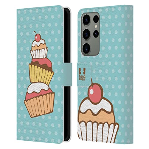 Funda Samsung Galaxy S23 Ultra 5G de Cuero Tipo Libro Colorido Estampado Magdalenas de Felicidad