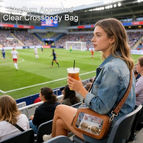 Image of FAIME Clear Bag for Stadium Events, Clear Crossbody Purse for Women, Small Transpartent Bag for Concerts, Sport Events | Stadium Approved