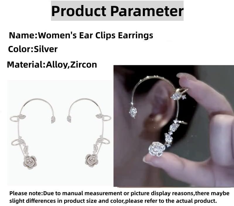 2PCS Women's Clip-On Earrings Hook Without Pierced Rose Flower Ear Bone Clip Ear Clip Butterfly - Image 6